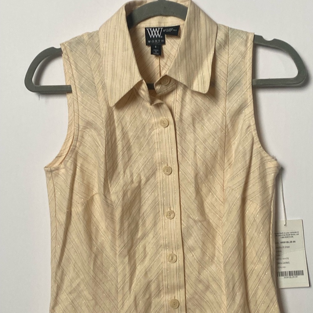 Worth - Cream Button-Up Top 100% Linen - Picture 5 of 9